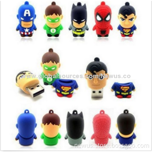 Cartoon Super Hero PVC USB Flash Drives, 2-32GB Pen Sticks